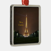 Vrolijk kerstfeest - Eiffeltoren bij nacht Metal O Metalen Ornament (Rechts)