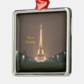 Vrolijk kerstfeest - Eiffeltoren bij nacht Metal O Metalen Ornament (Links)