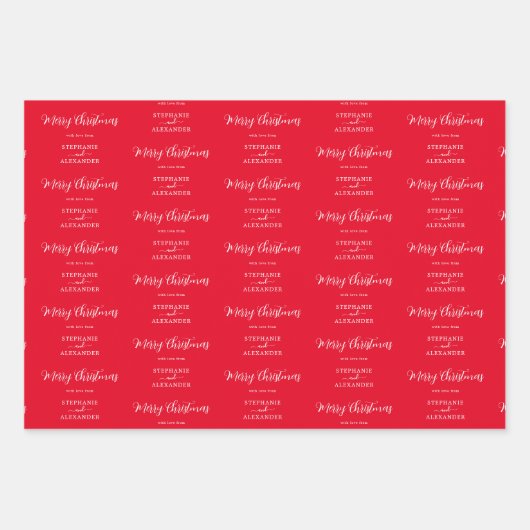 Vrolijk kerstfeest Eigen naam Rood Groen Inpakpapier Vel (Voorkant)