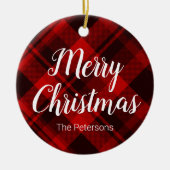 Vrolijk kerstfeest Eigen naam Rood Zwart Pset Tart Keramisch Ornament (Voorkant)