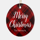 Vrolijk kerstfeest Eigen naam Rood Zwart Pset Tart Keramisch Ornament (Links)