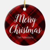 Vrolijk kerstfeest Eigen naam Rood Zwart Pset Tart Keramisch Ornament (Achterkant)