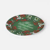 Vrolijk kerstfeest Elegant Baroque Red Green & Whi Papieren Bordje (Gekanteld)