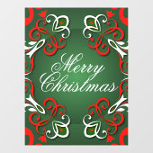 Vrolijk kerstfeest Elegant Baroque Red Green & Whi Raamsticker (Vel)