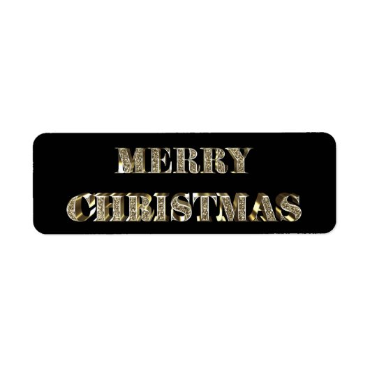 Vrolijk kerstfeest Elegant Black en Gold Typografi Etiket (Voorkant)