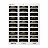 Vrolijk kerstfeest Elegant Black en Gold Typografi Etiket (Full Sheet)