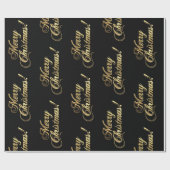Vrolijk kerstfeest Elegant Black Faux Gold Foil Te Cadeaupapier (Vlak)