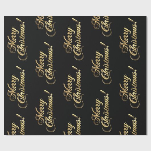Vrolijk kerstfeest Elegant Black Faux Gold Foil Te Cadeaupapier (Vlak)