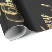 Vrolijk kerstfeest Elegant Black Faux Gold Foil Te Cadeaupapier (Rol Hoek)