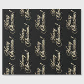 Vrolijk kerstfeest Elegant Black Faux Gold Foil Te Cadeaupapier (Vlak)