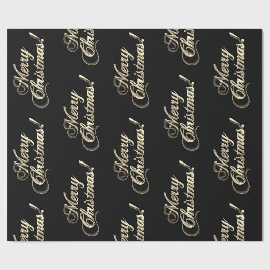 Vrolijk kerstfeest Elegant Black Faux Gold Foil Te Cadeaupapier (Vlak)