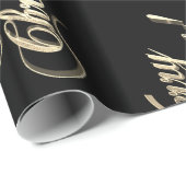 Vrolijk kerstfeest Elegant Black Faux Gold Foil Te Cadeaupapier (Rol Hoek)
