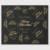 Vrolijk kerstfeest Elegant Black Faux Gold Foil Te Cadeaupapier (Vlak)