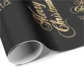 Vrolijk kerstfeest Elegant Black Faux Gold Foil Te Cadeaupapier (Rol Hoek)