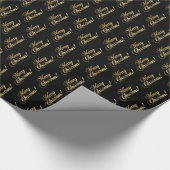 Vrolijk kerstfeest Elegant Black Faux Gold Foil Te Cadeaupapier (Hoek)