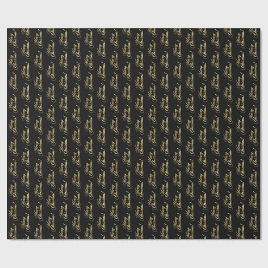 Vrolijk kerstfeest Elegant Black Faux Gold Foil Te Cadeaupapier (Vlak)