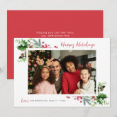 Vrolijk kerstfeest Elegant Bloemen lijst Holiday C Feestdagenkaart (Voorkant / Achterkant)