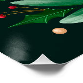 Vrolijk Kerstfeest Elegant Bloemenkalligrafie Scri Perfect Poster (Hoek)