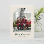 Vrolijk Kerstfeest Elegant Boog Foto Feestdagenkaart (Staand voorkant)
