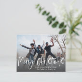 Vrolijk kerstfeest Elegant Calligrafie 1 Foto Holi Briefkaart (Staand voorkant)