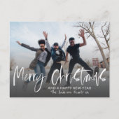 Vrolijk kerstfeest Elegant Calligrafie 1 Foto Holi Briefkaart (Voorkant)