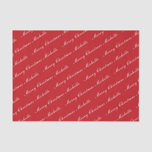 Vrolijk kerstfeest Elegant Calligrafie Rood Wit Tissuepapier (Voorkant)