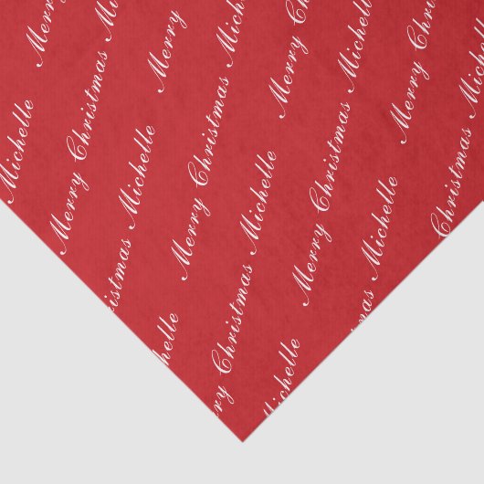 Vrolijk kerstfeest Elegant Calligrafie Rood Wit Tissuepapier (Detail)