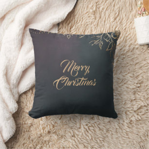 Vrolijk Kerstfeest Elegant Donker Matte Floral Des Kussen