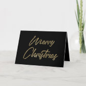 Vrolijk kerstfeest Elegant Faux Gold Foil en Black Feestdagen Kaart (Voorkant)