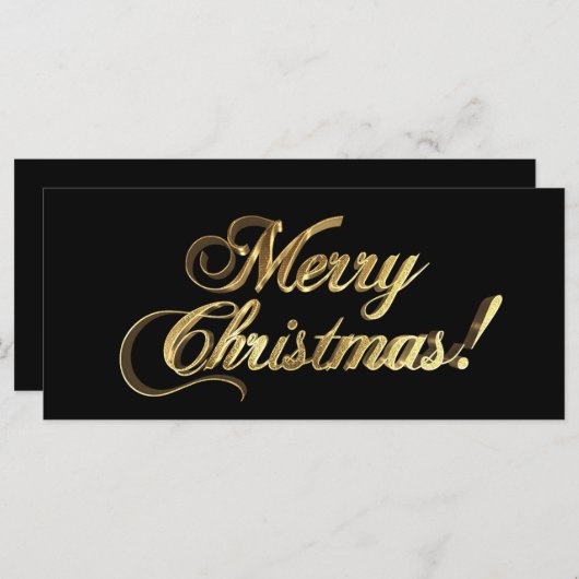 Vrolijk kerstfeest Elegant Faux Gold Foil op zwart (Voorkant / Achterkant)