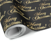 Vrolijk kerstfeest Elegant Faux Gold Foil script Cadeaupapier (Rol Hoek)