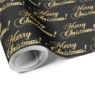 Vrolijk kerstfeest Elegant Faux Gold Foil script Cadeaupapier