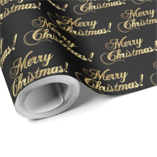 Vrolijk kerstfeest Elegant Faux Gold Foil script Cadeaupapier (Rol Hoek)