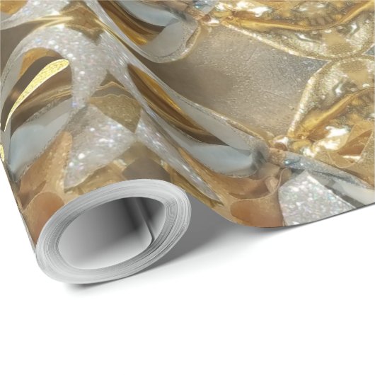 Vrolijk kerstfeest Elegant Faux Gold Silver Script Cadeaupapier (Rol Hoek)