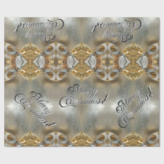 Vrolijk kerstfeest Elegant Faux Gold Silver Script Cadeaupapier (Vlak)