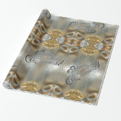Vrolijk kerstfeest Elegant Faux Gold Silver Script Cadeaupapier (Uitgerold)