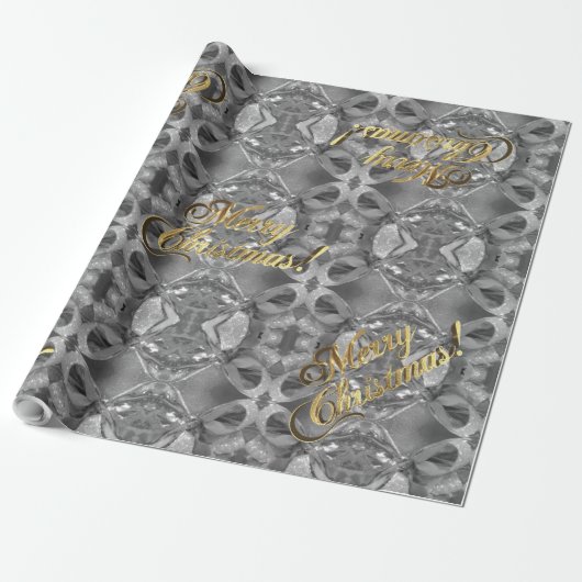 Vrolijk kerstfeest Elegant Faux Silver Gold Script Cadeaupapier (Uitgerold)