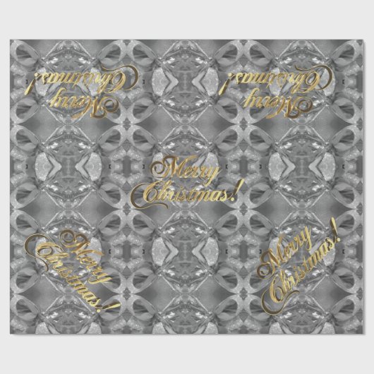 Vrolijk kerstfeest Elegant Faux Silver Gold Script Cadeaupapier (Vlak)