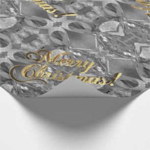 Vrolijk kerstfeest Elegant Faux Silver Gold Script Cadeaupapier