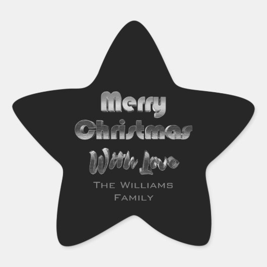 Vrolijk kerstfeest Elegant Faux Silver Grey Black Ster Sticker (Voorkant)