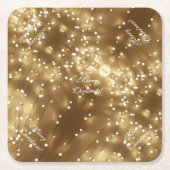 Vrolijk kerstfeest Elegant Festive String of Light Kartonnen Onderzetters (Voorkant)