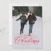Vrolijk kerstfeest elegant foto rode feestdag Kaar Feestdagenkaart (Voorkant)