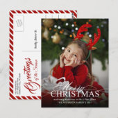 Vrolijk Kerstfeest Elegant Fotovakantie Evenement  Briefkaart (Voorkant / Achterkant)