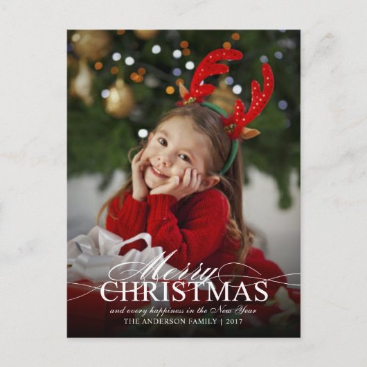 Vrolijk Kerstfeest Elegant Fotovakantie Evenement Briefkaart (Voorkant)