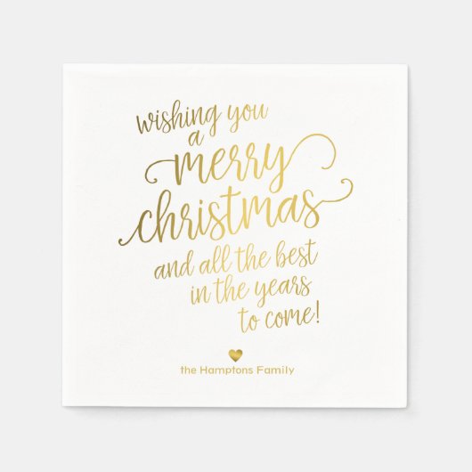 Vrolijk kerstfeest Elegant Gold Calligraphy Holida Servet (Voorkant)