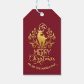 Vrolijk kerstfeest Elegant Gold Deer Red Cadeaulabel (Voorkant)