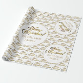 Vrolijk kerstfeest Elegant Gold en White Script Cadeaupapier (Uitgerold)
