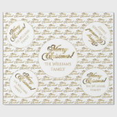 Vrolijk kerstfeest Elegant Gold en White Script Cadeaupapier (Vlak)