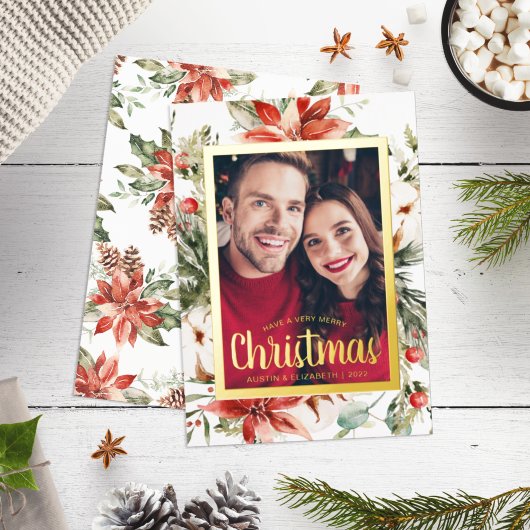 Vrolijk kerstfeest Elegant Gold Foil Holiday Kaart