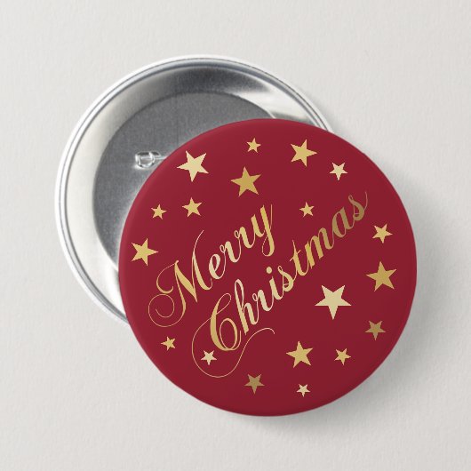Vrolijk kerstfeest Elegant Gold Script Festive Sta Ronde Button 7,6 Cm (Voorkant /achterkant)